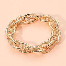 Textured Metal Chain Link Stretch Bracelet