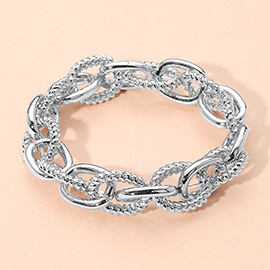 Textured Metal Chain Link Stretch Bracelet