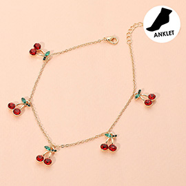 Cherry Stone Charm Station Anklet