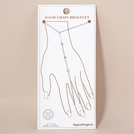 Gold Dipped CZ Stone Bezel Chain Hand Chain Bracelet
