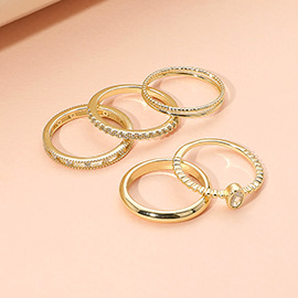 5PCS - Stone Paved Dainty Stackable Ring Set