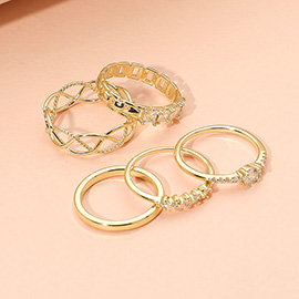 5PCS - Stone Paved Dainty Stackable Ring Set