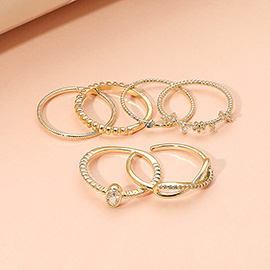6PCS - Stone Paved Infinity Dainty Stackable Ring Set
