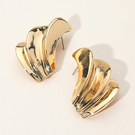 Abstract Sculpted Fan Metal Earrings