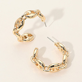 Metal Mariner Link Hoop Earrings