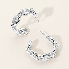 Metal Mariner Link Hoop Earrings
