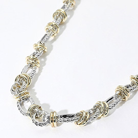 14K Gold Plated Two Tone Chain Link Necklace
