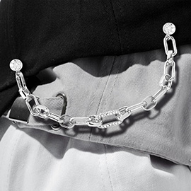 Gold Dipped Stone Paved Accent Chunky Chain Cap and Pin Charm