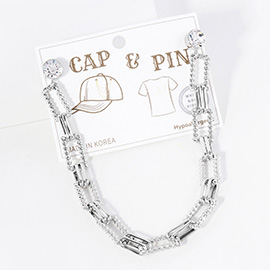 Gold Dipped Textured Rectangle Chain Cap and Pin Charm