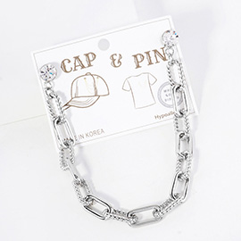 Gold Dipped Textured Paperclip Chain Cap and Pin Charm