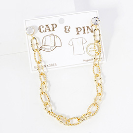 Gold Dipped Textured Industrial Chain Cap and Pin Charm
