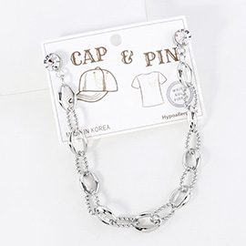 Gold Dipped Textured Oval Link Chain Cap and Pin Charm
