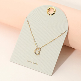 18K Gold Dipped Stone Paved Open Heart Pendant Necklace