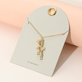 18K Gold Dipped Rose Pendant Necklace