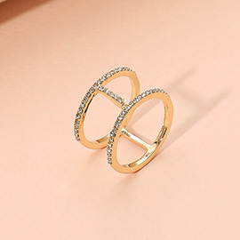 Stone Paved Double Band Open Ring