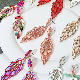 Marquise Stone Cluster Embellished Dangle Evening Earrings