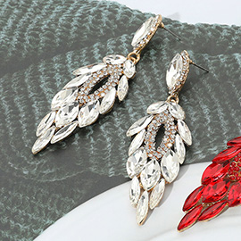 Marquise Stone Cluster Embellished Dangle Evening Earrings