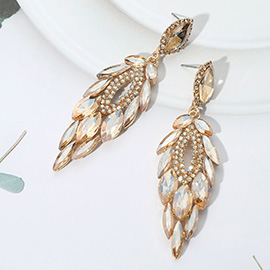 Marquise Stone Cluster Embellished Dangle Evening Earrings