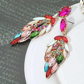 Marquise Stone Cluster Embellished Dangle Evening Earrings