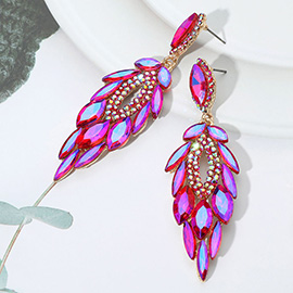 Marquise Stone Cluster Embellished Dangle Evening Earrings