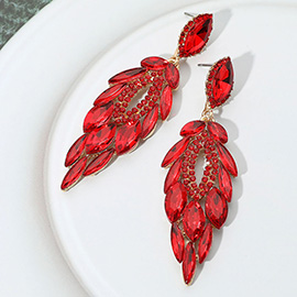 Marquise Stone Cluster Embellished Dangle Evening Earrings