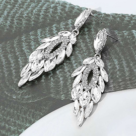 Marquise Stone Cluster Embellished Dangle Evening Earrings