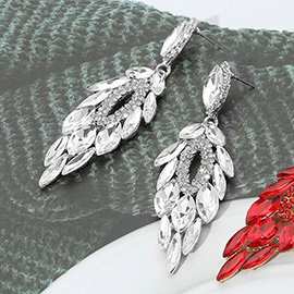 Marquise Stone Cluster Embellished Dangle Evening Earrings