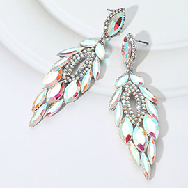 Marquise Stone Cluster Embellished Dangle Evening Earrings