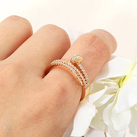 Stone Paved Nail Adjustable Ring