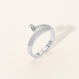Stone Paved Nail Adjustable Ring
