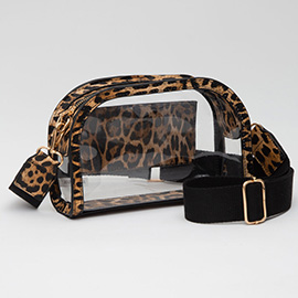 Faux Leather Transparent Crossbody Camera Bag