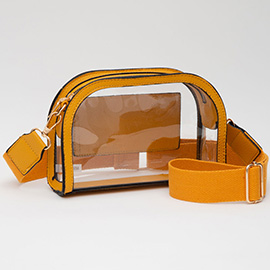 Faux Leather Transparent Crossbody Camera Bag