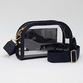 Faux Leather Transparent Crossbody Camera Bag