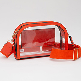 Faux Leather Transparent Crossbody Camera Bag