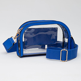 Faux Leather Transparent Crossbody Camera Bag