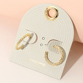 18K Gold Dipped Textured Mini Hoop Earrings