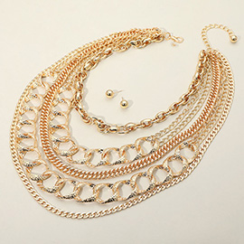 Bold Multi Layered Chain Statement Necklace
