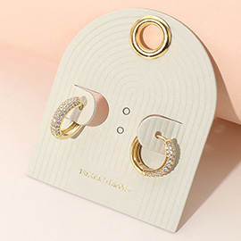 18K Gold Dipped Stone Paved Hinged Mini Hoop Earrings