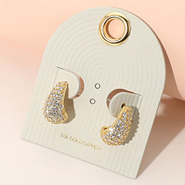 18K Gold Dipped Stone Paved Teardrop Earrings