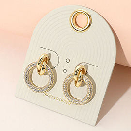 18K Gold Dipped Stone Paved Door Knocker Earrings