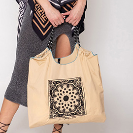Paisley Pattern Rope Nylon Tote Bag