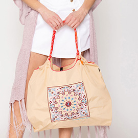 Paisley Pattern Rope Nylon Tote Bag