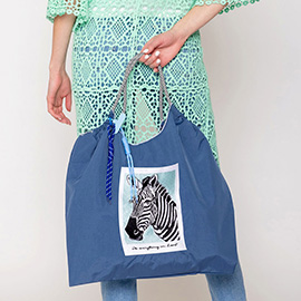 Embroidered Zebra Rope Nylon Tote Bag