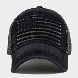 American USA Flag Patch Pointed Mesh Back Trucker Hat
