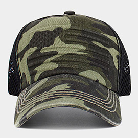 American USA Flag Patch Pointed Mesh Back Trucker Hat