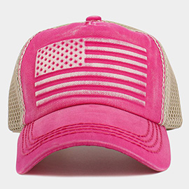 American USA Flag Patch Pointed Mesh Back Trucker Hat