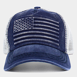 American USA Flag Patch Pointed Mesh Back Trucker Hat