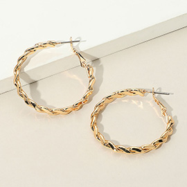 Metal Twisted Hoop Earrings