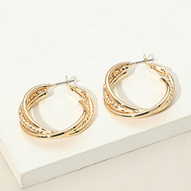 Metal Twisted Hoop Earrings
