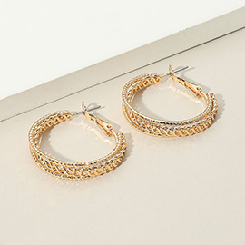 Textured Metal  Hoop Earrings